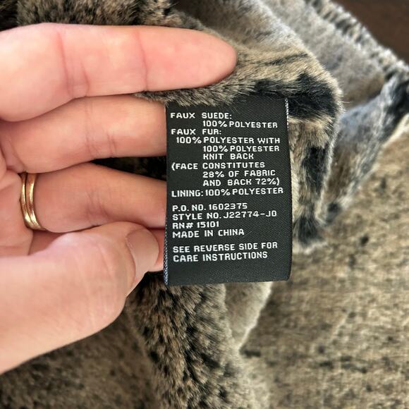 Jones New York Black Women's Faux fur & Faux Suede Wrap Vest Women's Size Large - Picture 5 of 8